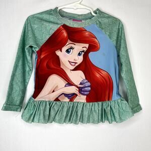 Disney Princess Ariel Mermaid Ruffle Toddler Girls Rash Guard Swim Shirt Suit 3T